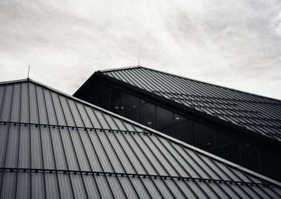 black and white glass building
