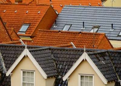 bird's eye view of assorted-color roof tiles